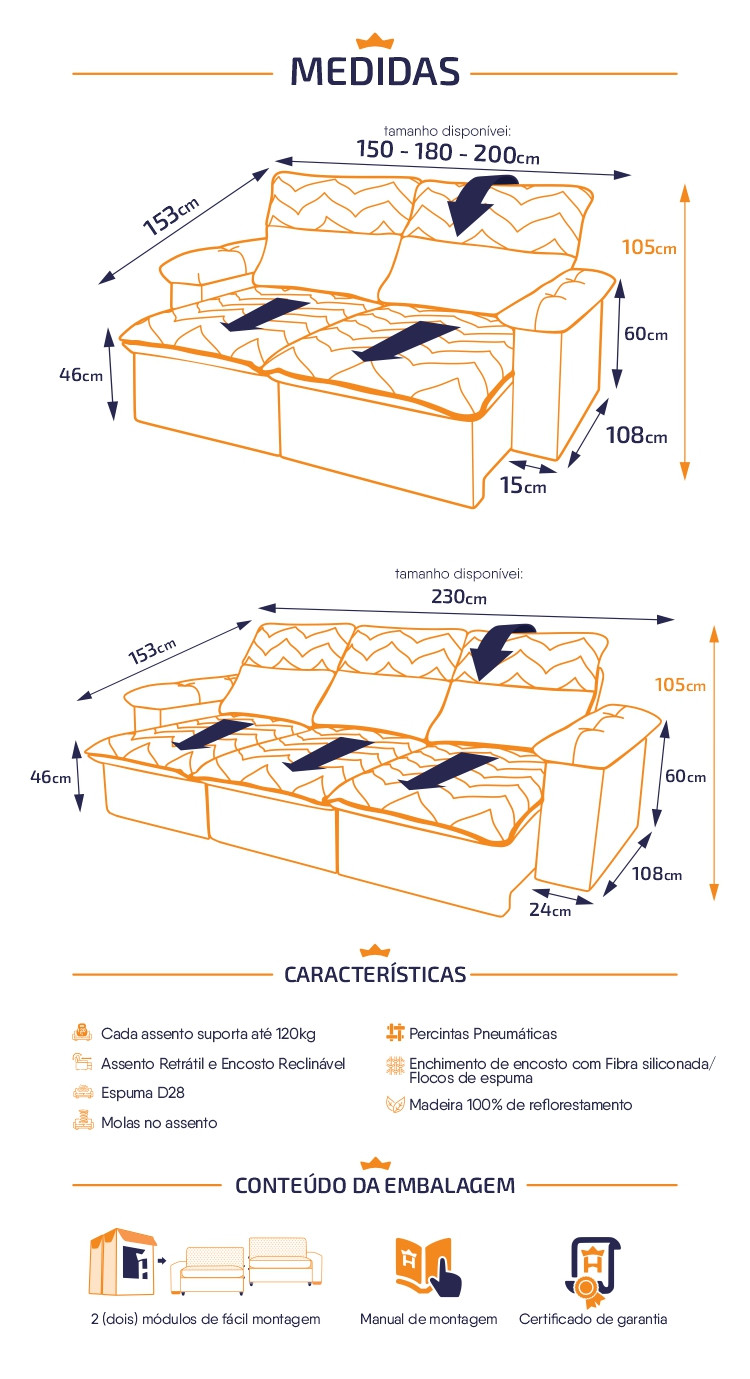 Sofá Retrátil Reclinável Paris Suede Velut Molas no Assento - King House