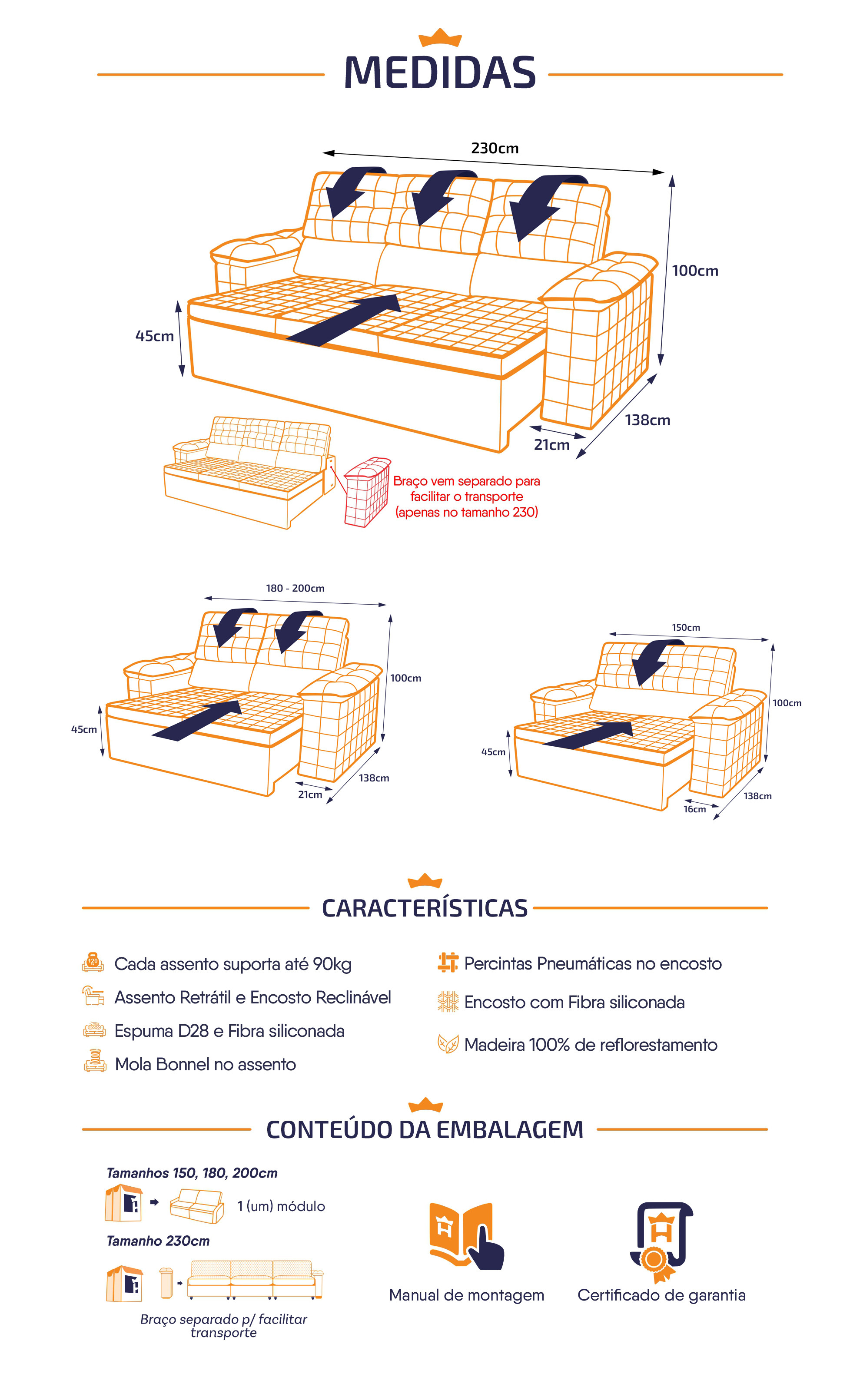 Sofá Retrátil Reclinável com molas Quantum Suede Velut - King House