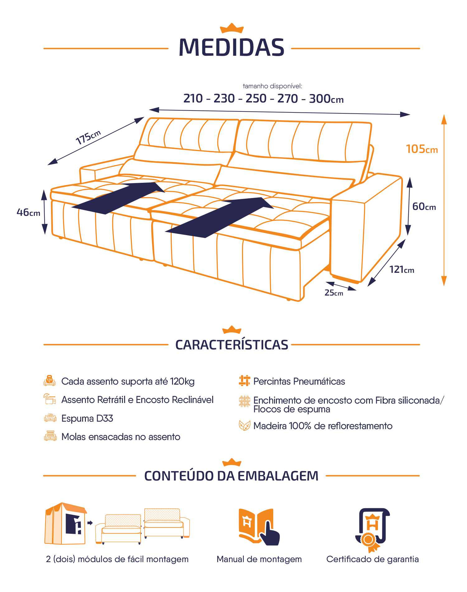 Sofá Retrátil Reclinável Supremo Suede Velut Molas no Assento - King House