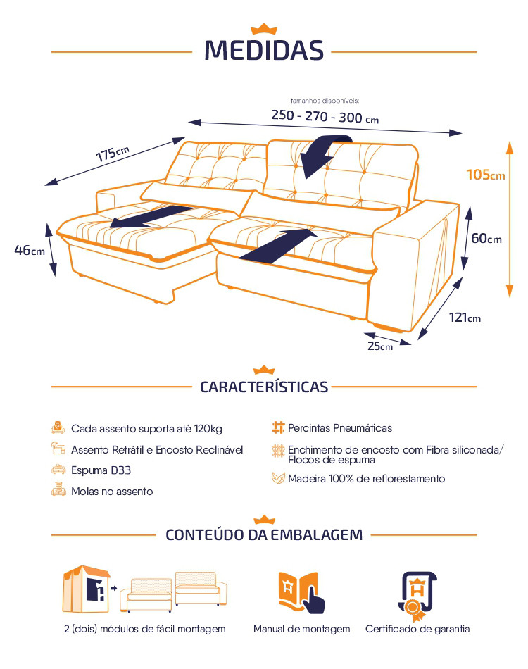 Sofá Retrátil Reclinável Zurique Suede Velut Molas no Assento - King House