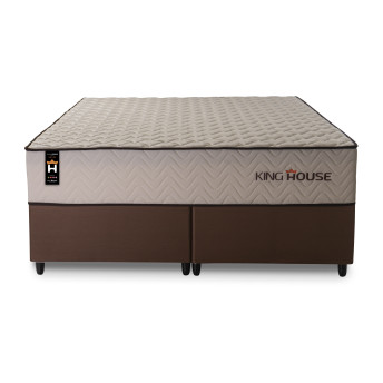 Conjunto Cama Box Espuma San Diego Bege King 193x203x67