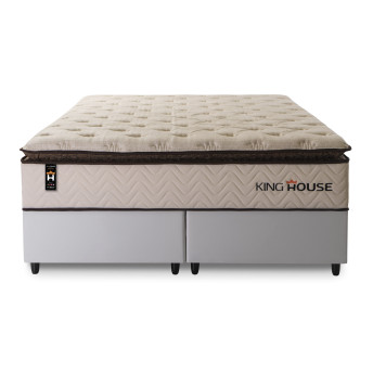 Conjunto Cama Box Molas Ensacadas Quartzo Marrom King 193x203x71