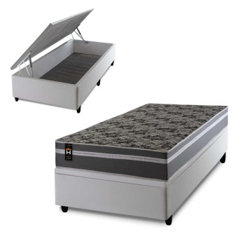 Conjunto Box Baú Miami Cinza 88x188x69 Espuma D33
