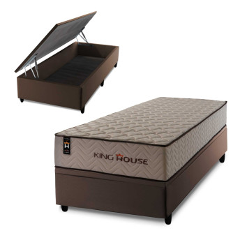 Conjunto Box Baú San Diego Bege 88x188x74 Espuma D33