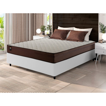 Conjunto Cama Box Espuma Atlanta Marrom Viúva 128x188x62