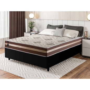 Conjunto Cama Box Espuma Chicago Marrom Viúva 128x188x57