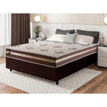 Conjunto Cama Box Espuma Chicago Marrom Viúva 128x188x57