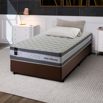Conjunto Cama Box Molas Ensacadas Alpine Cinza Solteiro 96x203x65