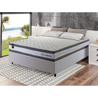 Conjunto Cama Box Molas Ensacadas Alpine Cinza Viúva 128x188x65