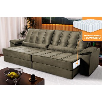 Sofá Retrátil Reclinável Ascari Suede Velut molas Ensacadas - King House