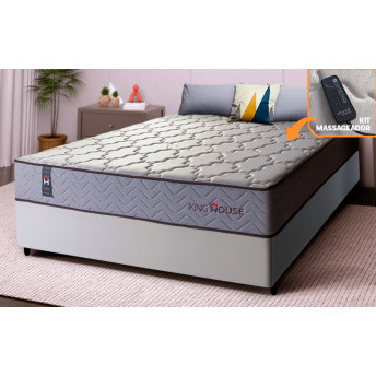 Conjunto Cama Box Magnético Casal Soft Relax Bege 138x188x63