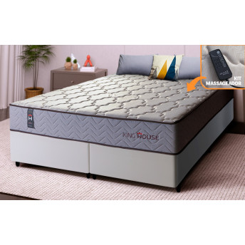 Conjunto Cama Box Magnético King Soft Relax Bege 193x203x63