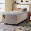 Conjunto Cama Box Solteiro Roma 96x203x71 Bege/Branco Molas Ensacadas
