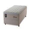 Conjunto Cama Box Solteiro Roma 96x203x71 Bege/Branco Molas Ensacadas