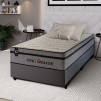 Conjunto Cama Box Molas Ensacadas Preston Cinza Solteiro 96x203x71