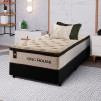 Conjunto Cama Box Molas Ensacadas Quartzo Marrom Solteiro 96x203x71