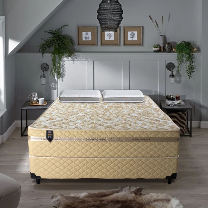 Conjugado Casal Dener D28 Ortopédico 138x188x53 Bege - King House