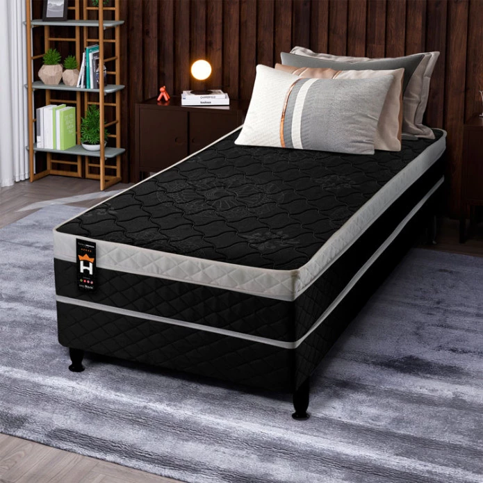 Conjugado Solteiro Dallas D28 Ortopédico 88x188x56 Preto - King House