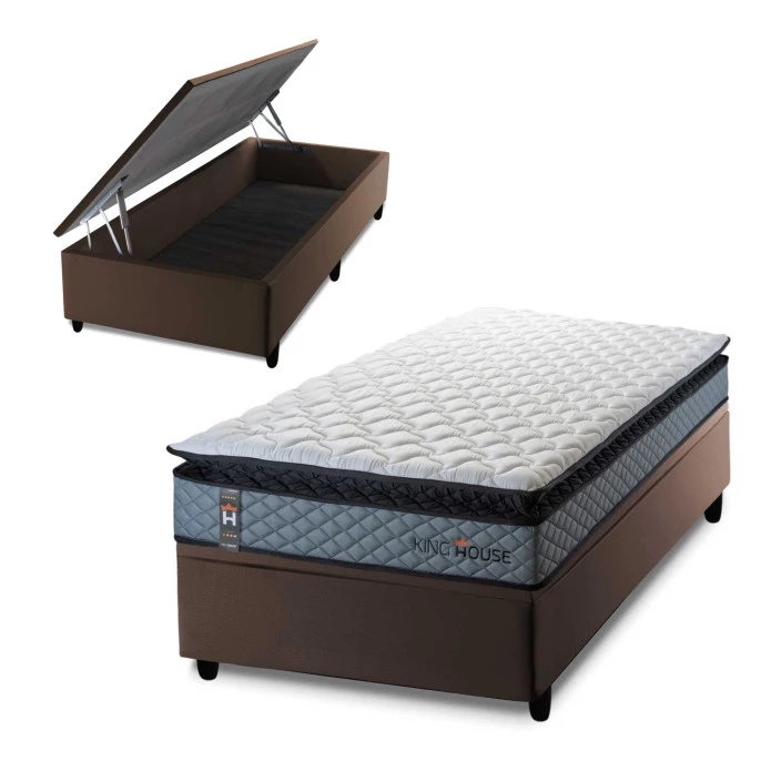 Conjunto Box Baú Chicago Cinza 88x188x64 Espuma D33