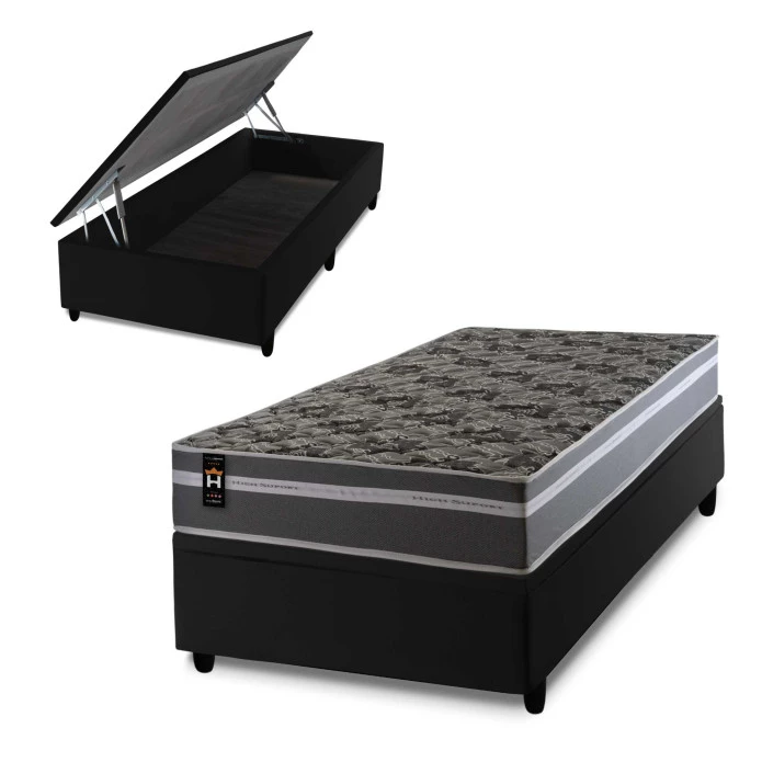Conjunto Box Baú Miami Cinza 88x188x69 Espuma D33
