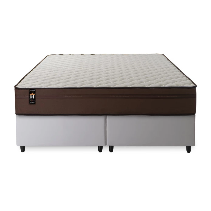 Conjunto Cama Box Espuma Atlanta Marrom Queen 158x198x62