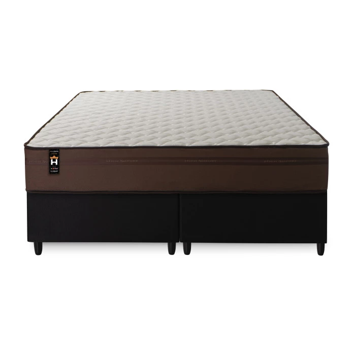 Conjunto Cama Box Espuma Atlanta Marrom Queen 158x198x62