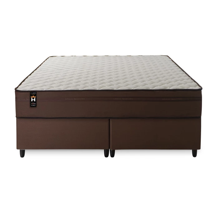Conjunto Cama Box Espuma Atlanta Marrom Queen 158x198x62