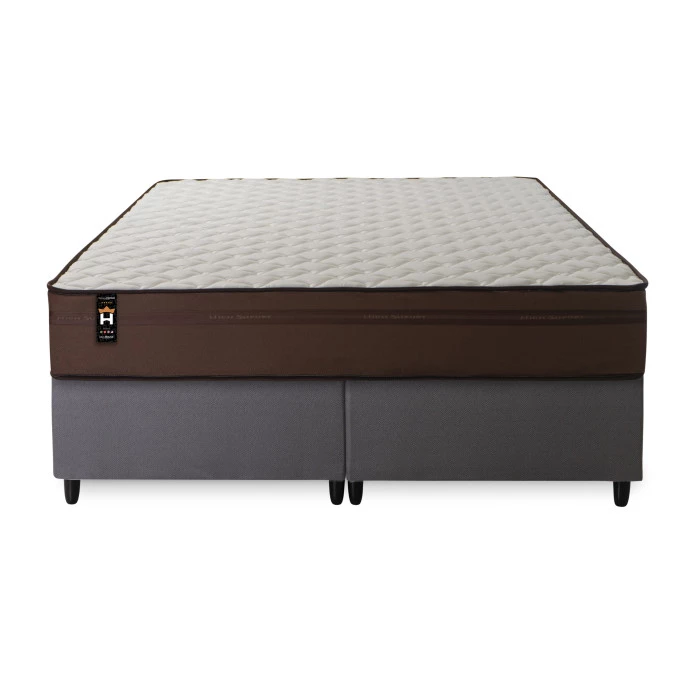 Conjunto Cama Box Espuma Atlanta Marrom Queen 158x198x62