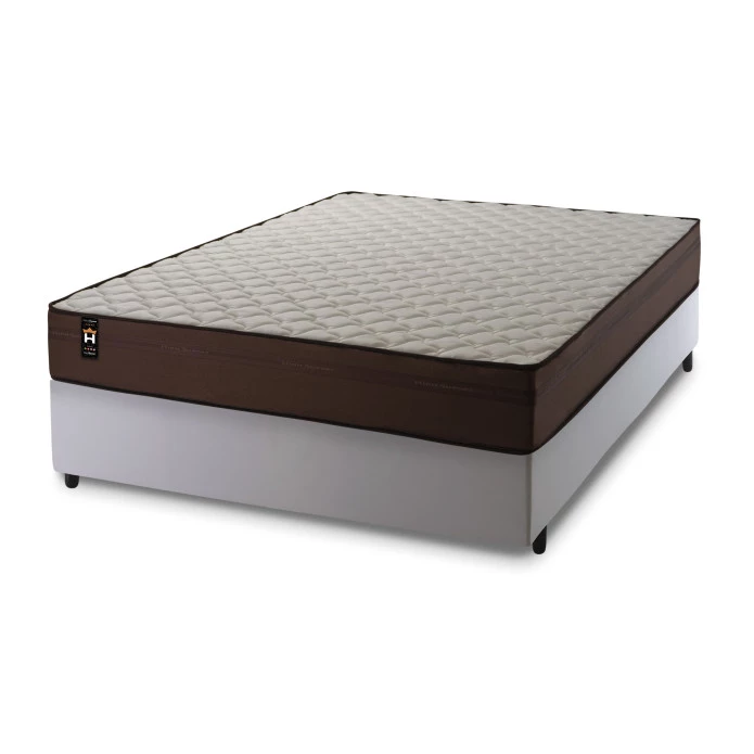 Conjunto Cama Box Espuma Atlanta Marrom Viúva 128x188x62
