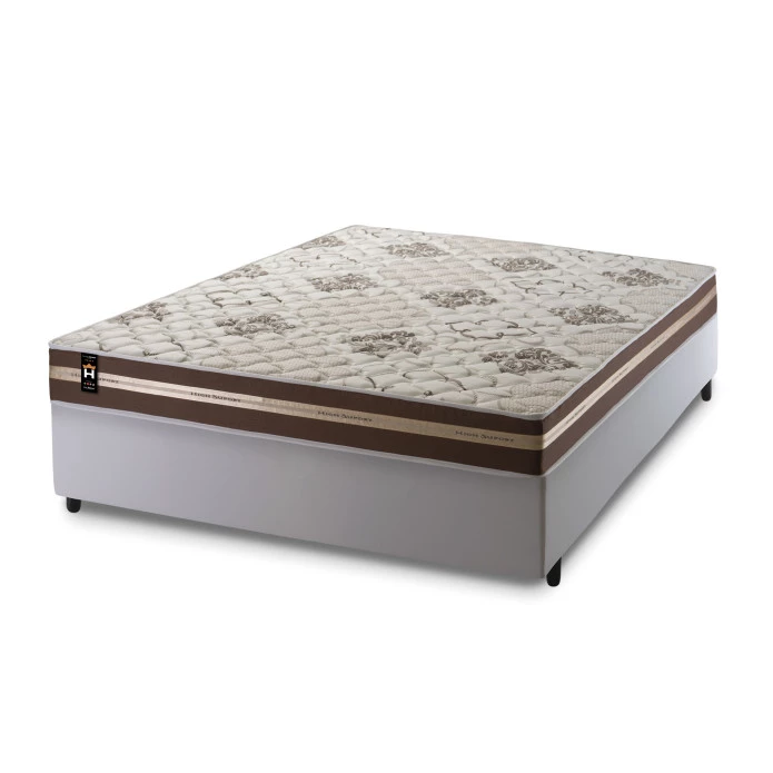 Conjunto Cama Box Espuma Chicago Marrom Casal 138x188x57