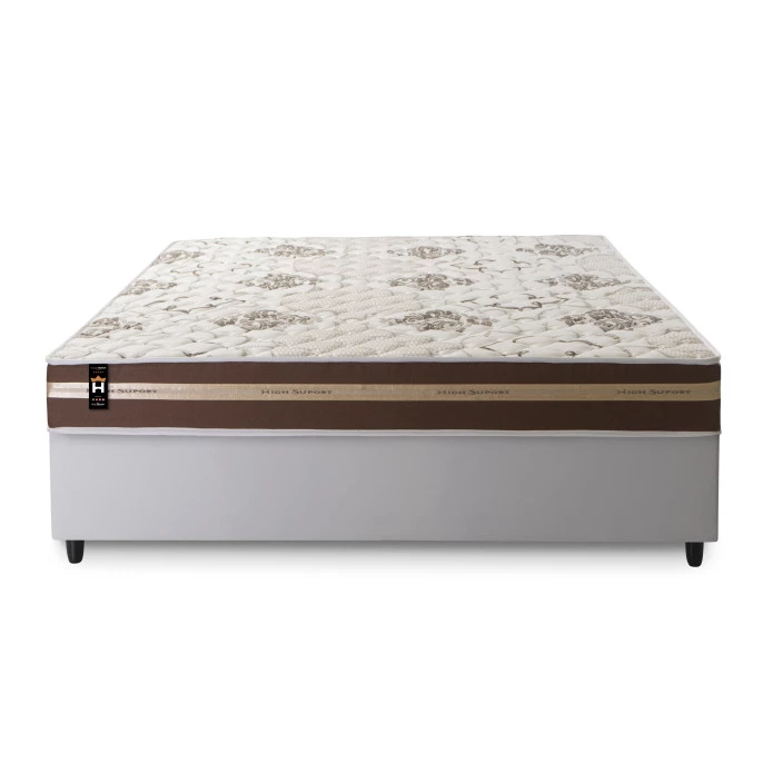 Conjunto Cama Box Espuma Chicago Marrom Casal 138x188x57