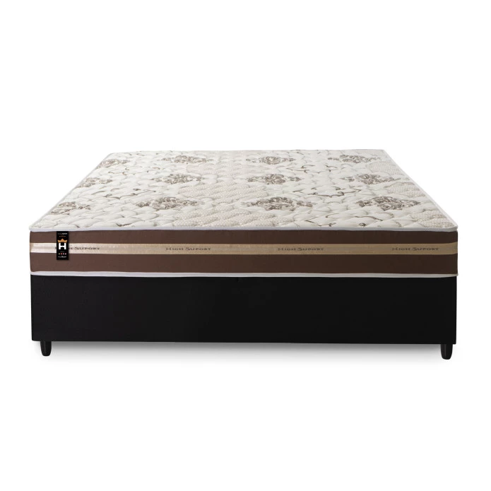 Conjunto Cama Box Espuma Chicago Marrom Casal 138x188x57