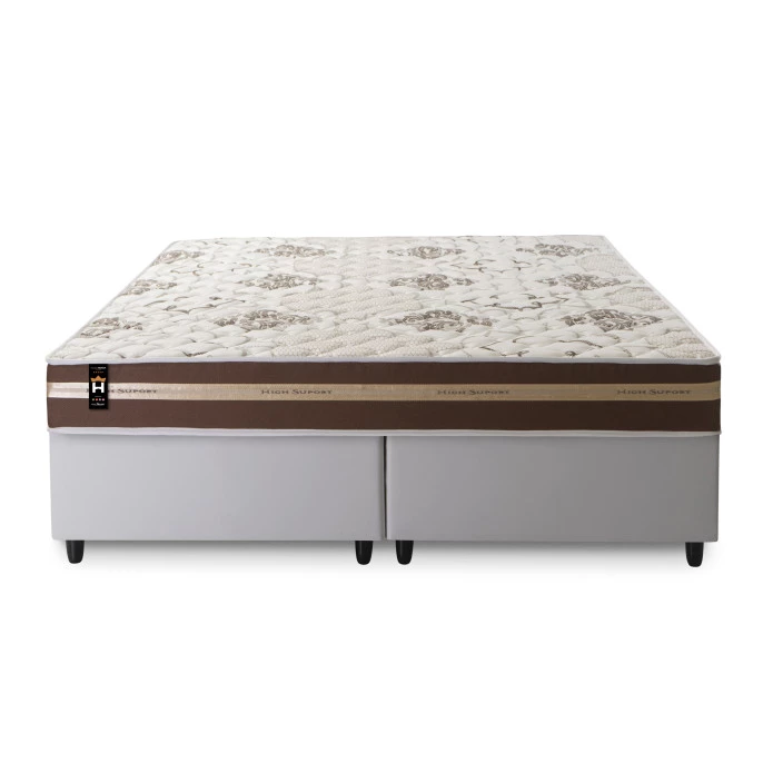 Conjunto Cama Box Espuma Chicago Marrom Queen 158x198x57