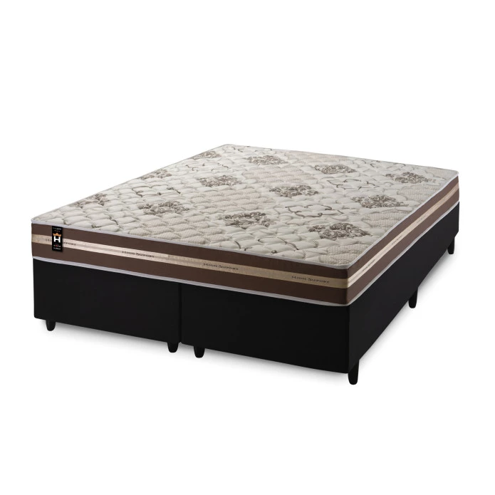 Conjunto Cama Box Espuma Chicago Marrom Queen 158x198x57