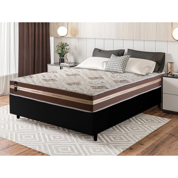 Conjunto Cama Box Espuma Chicago Marrom Viúva 128x188x57