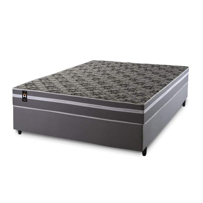 Conjunto Cama Box Espuma Miami Cinza Casal 138x188x62