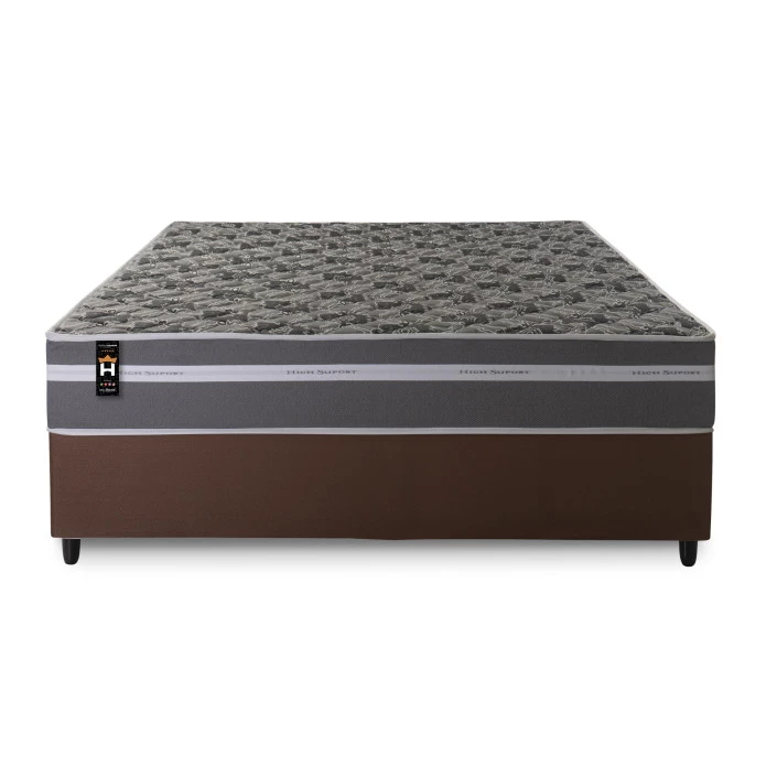 Conjunto Cama Box Espuma Miami Cinza Casal 138x188x62