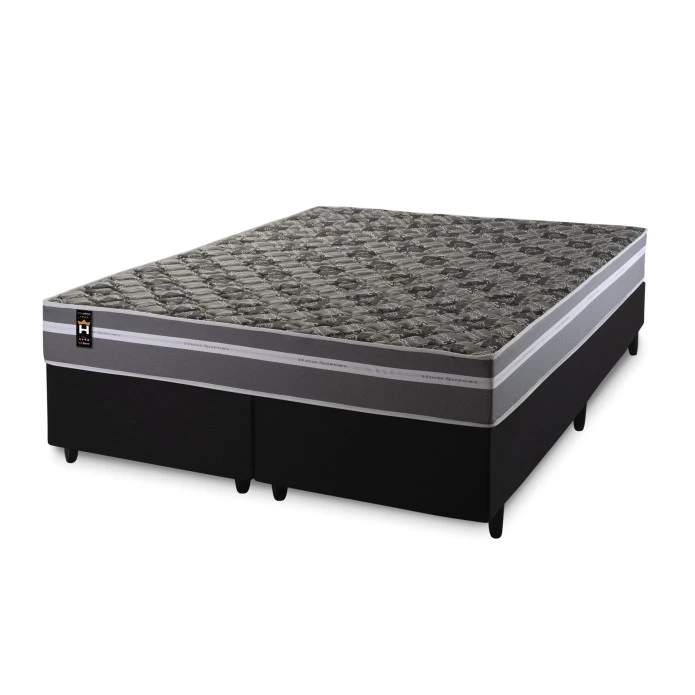 Conjunto Cama Box Espuma Miami Cinza King 193x203x62