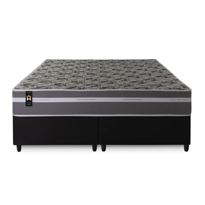 Conjunto Cama Box Espuma Miami Cinza King 193x203x62