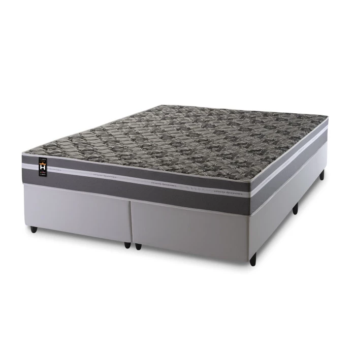 Conjunto Cama Box Espuma Miami Cinza Queen 158x198x62