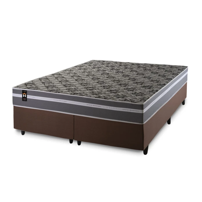 Conjunto Cama Box Espuma Miami Cinza Queen 158x198x62