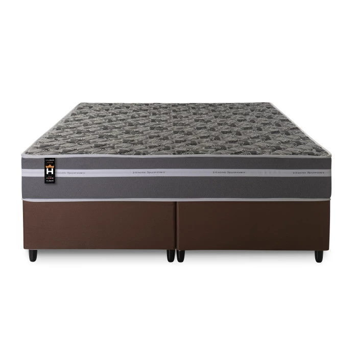 Conjunto Cama Box Espuma Miami Cinza Queen 158x198x62