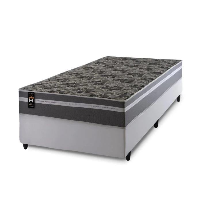 Conjunto Cama Box Espuma Miami Cinza Solteiro 96x203x62