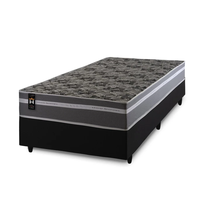 Conjunto Cama Box Espuma Miami Cinza Solteiro 96x203x62