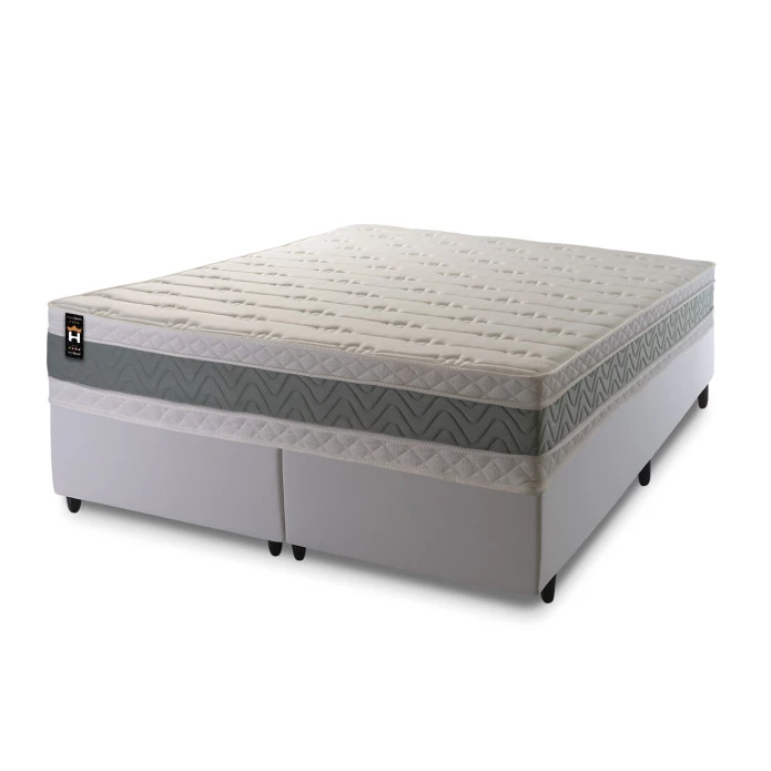 Conjunto Cama Box Espuma Oxford Verde King 193x203x67