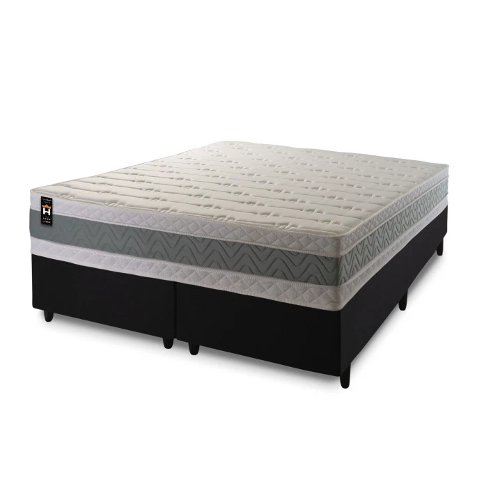 Conjunto Cama Box Espuma Oxford Verde Queen 158x198x67