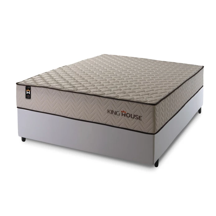 Conjunto Cama Box Espuma San Diego Bege Casal 138x188x67
