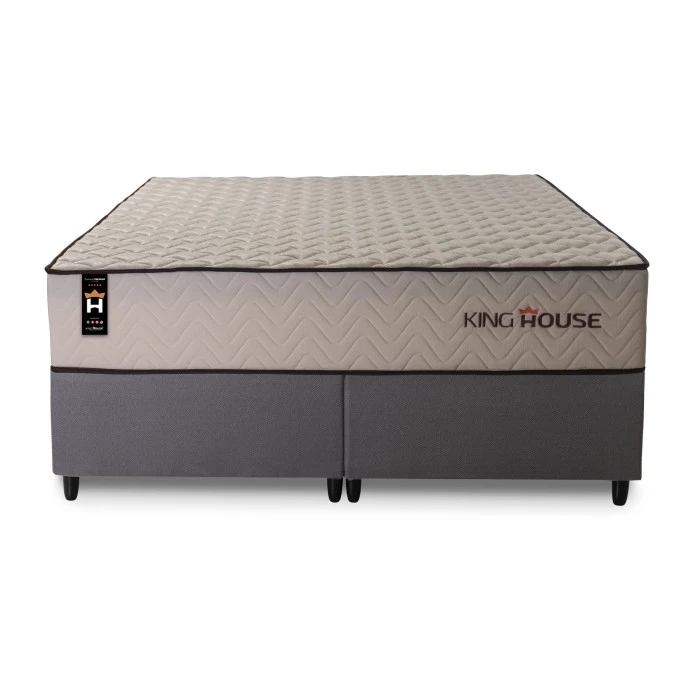 Conjunto Cama Box Espuma San Diego Bege King 193x203x67