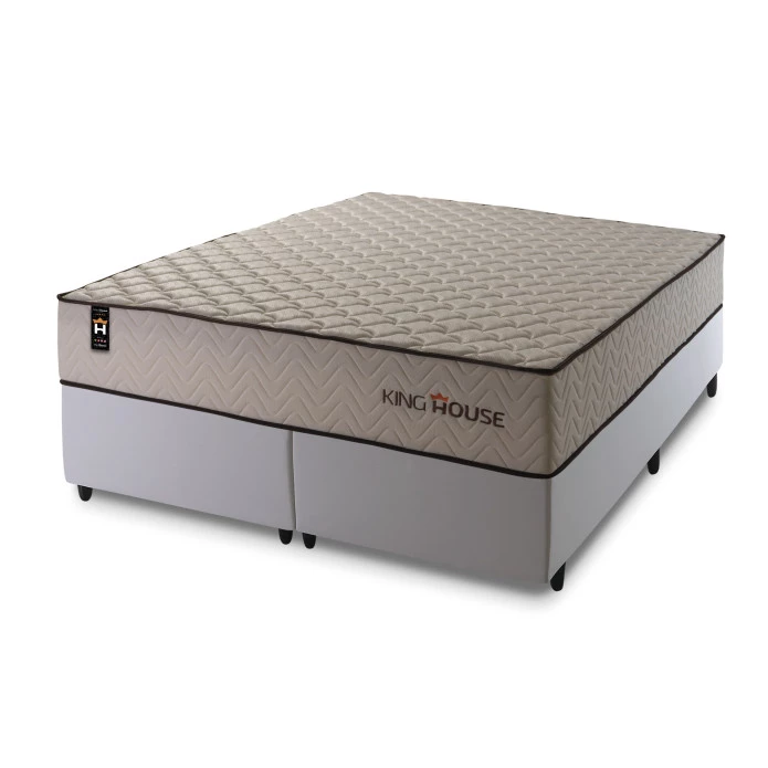 Conjunto Cama Box Espuma San Diego Bege King 193x203x67