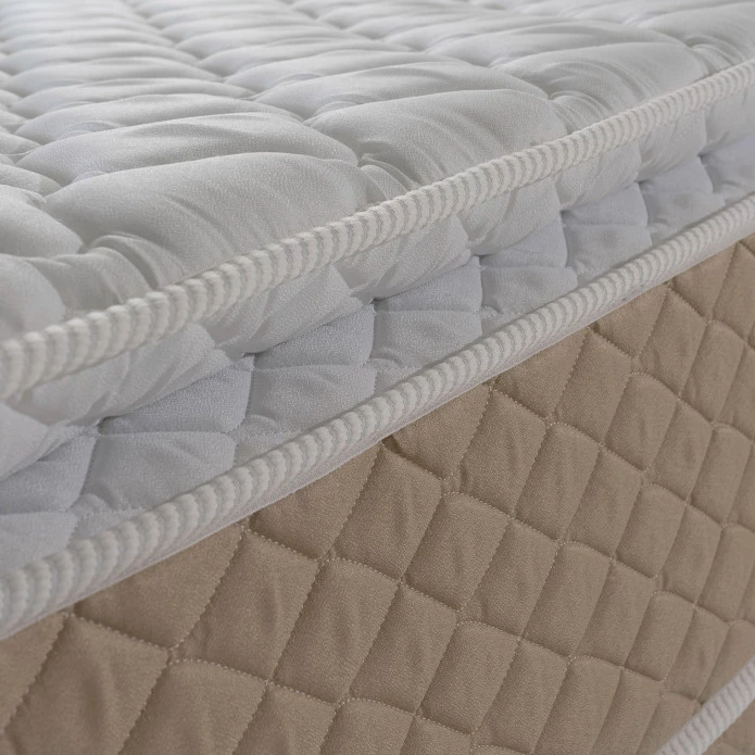 Conjunto Cama Box King Size Alford 193x203x66 Bege Molas Ensacadas 